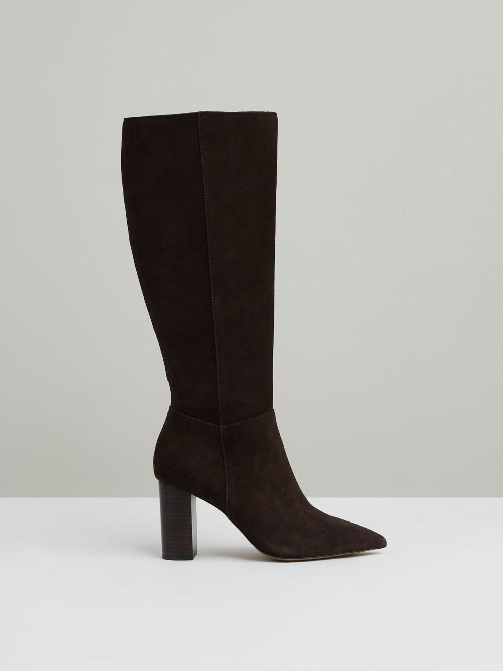 Women Block Heel Knee High Boots in Chocolate