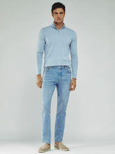 Men Cotton-Stretch Slim-Fit Jeans in Light Blue Wash