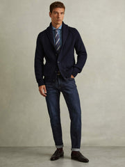 Men Cotton-Stretch Slim-Fit Jeans in Indigo Blue Wash