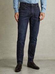 Men Cotton-Stretch Slim-Fit Jeans in Indigo Blue Wash