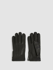 Men Leather Zip-Side Gloves in Black
