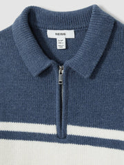 Children & Baby 9-13 yrs Half-Zip Colour-Block Polo Shirt in Blue/White