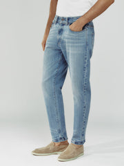 Men Relaxed-Fit Cropped Jeans in Light Blue Wash