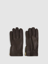 Men Leather Zip-Side Gloves in Dark Brown