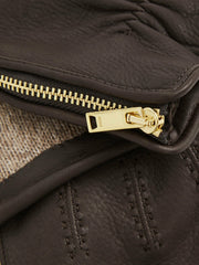 Men Leather Zip-Side Gloves in Dark Brown