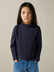 Children & Baby 4-9 yrs Cotton-Jersey Roll-Neck Top with Stretch in Navy