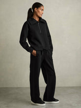 Women Interlock Half-Zip Drawstring-Hem Sweatshirt in Black