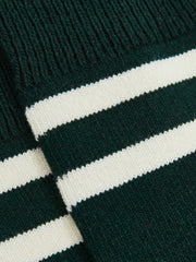 Men Striped Socks With Wool And Cashmere in Forest Green/Ecru