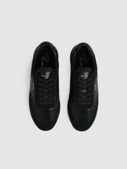 Men Leather Suede Running Trainers in All Black