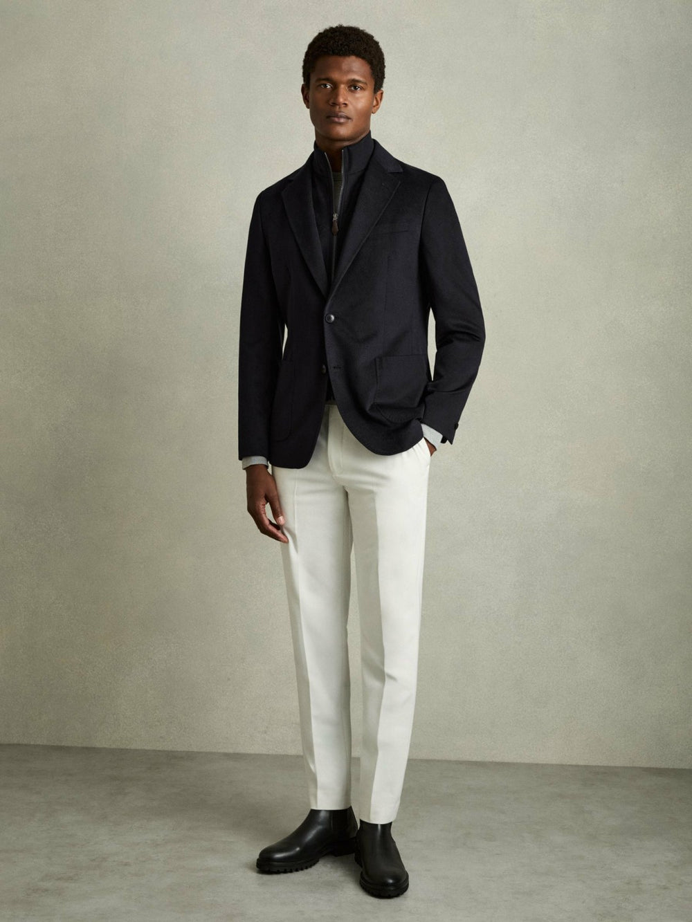 Men Single-Breasted Blazer With Gilet Insert Regular-Fit in Navy