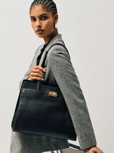 Women Grained Leather Tote Bag in Black
