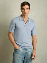 Men Merino Wool Polo Shirt in Soft Blue