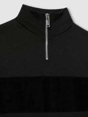 Children & Baby 3-9 yrs Slim Fit Half-Zip Funnel Neck Velour Sweatshirt in Black
