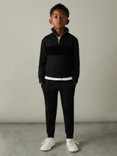 Children & Baby 9-13 yrs Slim Fit Half-Zip Funnel Neck Velour Sweatshirt in Black