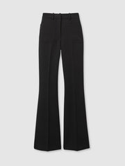 Women Twill Patch-Pocket Flared Trousers in Black