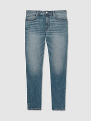 Men Cotton-Stretch Slim-Fit Jeans in Washed Indigo Green Cast