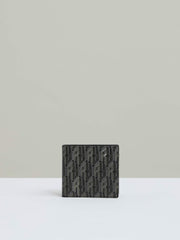 Men Coated Canvas Monogram Wallet in Black
