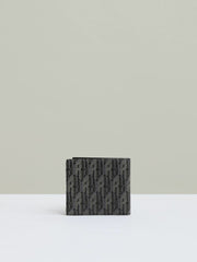Men Coated Canvas Monogram Wallet in Black