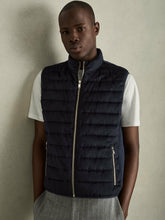 Men Brushed Jersey Quilted Gilet in Navy