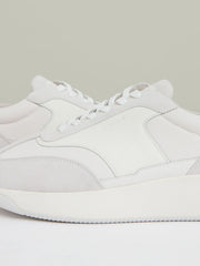 Men Leather Suede Running Trainers in White