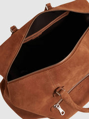 Men Suede Holdall in Light Tan