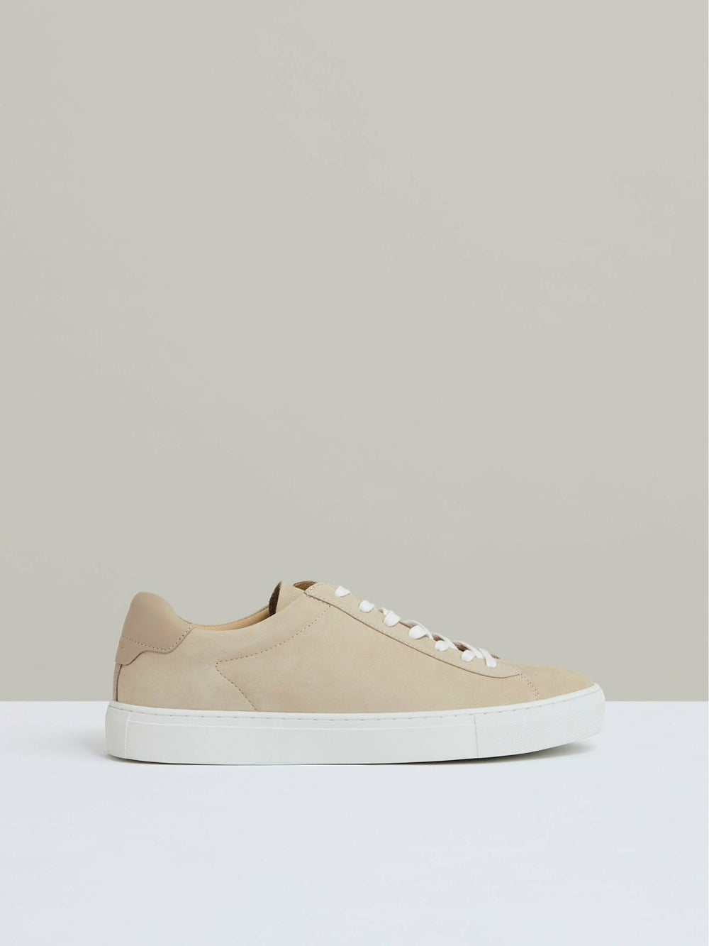 Men Nubuck Leather Low-Top Trainers in Ecru
