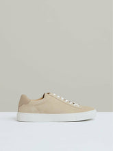 Men Nubuck Leather Low-Top Trainers in Ecru