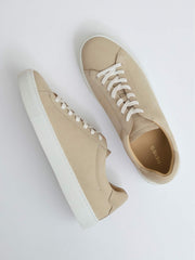 Men Nubuck Leather Low-Top Trainers in Ecru