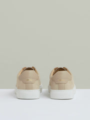 Men Nubuck Leather Low-Top Trainers in Ecru
