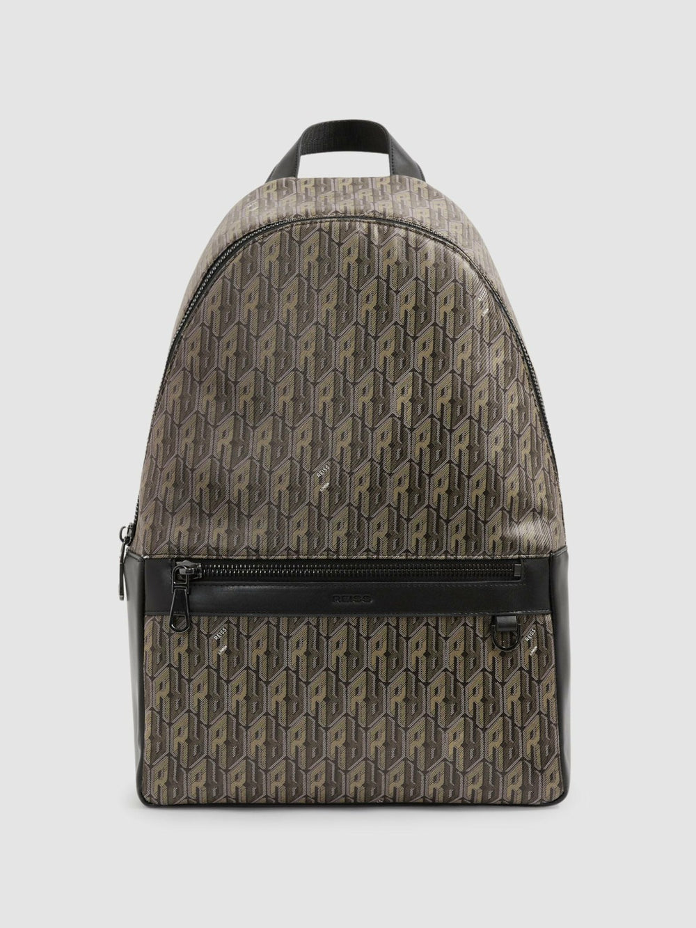 Men Monogram-Print Coated-Canvas Backpack in Grey Multi