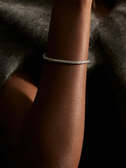 Women Hinged Crystal Cuff in Silver