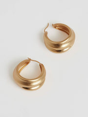 Women Sculptural Hoop Earrings in Gold Tone