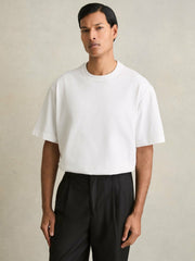 Men Cotton Garment-Dyed Oversized T-Shirt in White