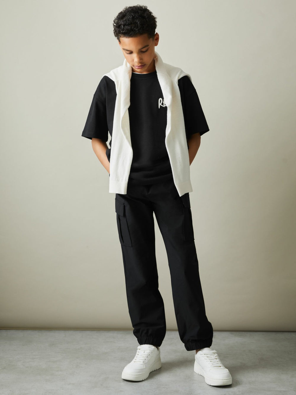 Children & Baby 3-9 yrs Technical Drawstring Trousers in Black