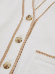 Children & Baby 4-9 yrs Wool-Blend Stripe-Detail Cardigan With Cashmere in Cream
