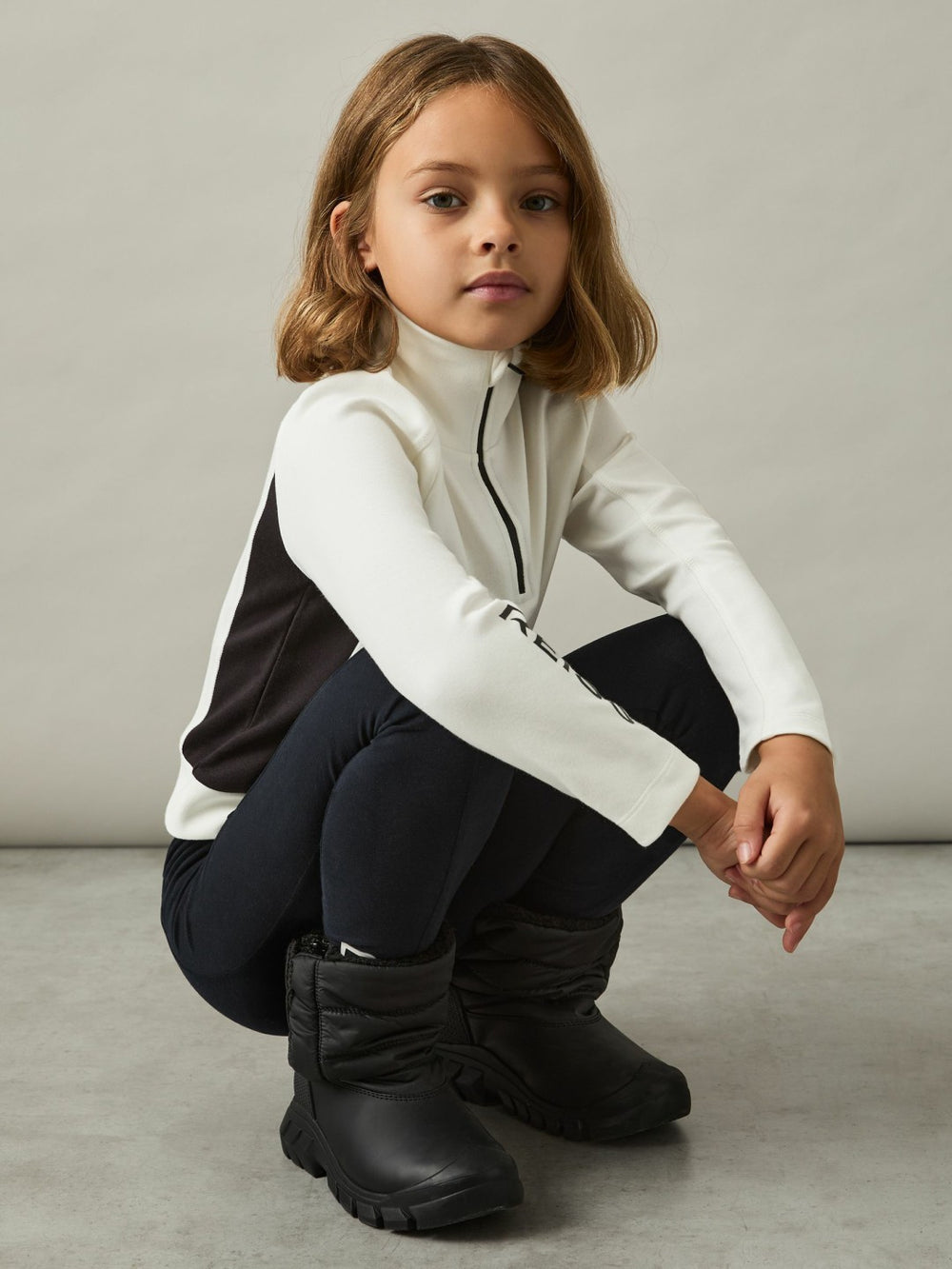 Children & Baby 4-9 yrs Funnel-Neck Base-Layer Top in White/Black