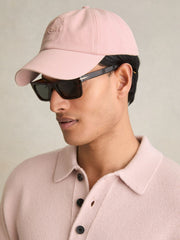 Men Cotton Logo-Embroidered Baseball Cap in Washed Pink