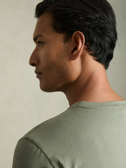 Men Cotton Crew Neck T-Shirt in Dark Sage