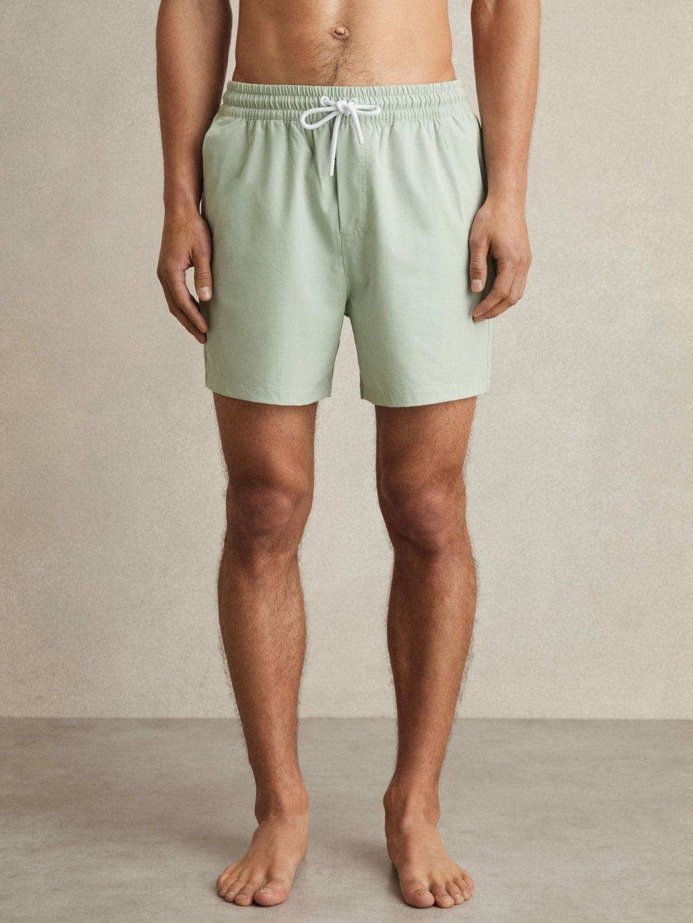 Men Drawstring Swim Shorts in Mint Green