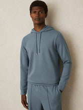 Men Interlock Jersey Drawstring Hoodie in Airforce Blue