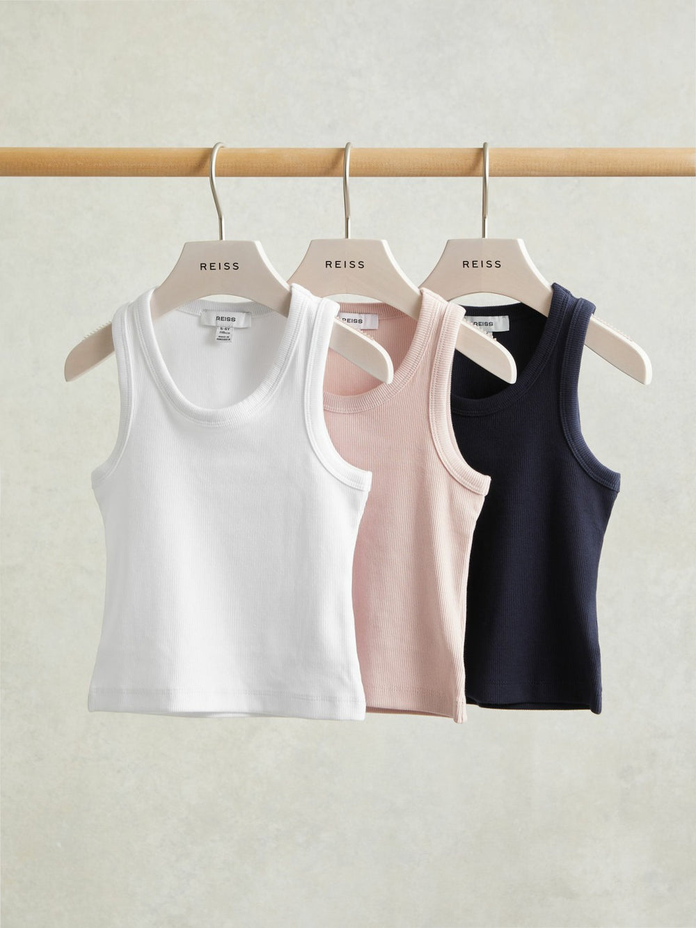 Children & Baby 9-13 yrs Stretch-Cotton Ribbed Vest 3 Pack in Multicolour