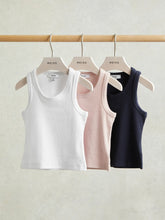 Children & Baby 9-13 yrs Stretch-Cotton Ribbed Vest 3 Pack in Multicolour