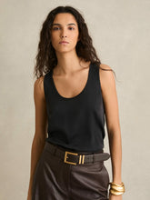 Women Silk-Front Cami Top in Black
