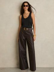 Women Silk-Front Cami Top in Black