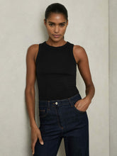 Women Stretch-Cotton Racerback Vest in Black