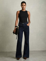 Women Stretch-Cotton Racerback Vest in Black
