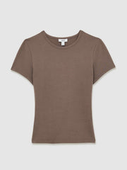 Women Stretch-Cotton Crew-Neck T-Shirt in Mink