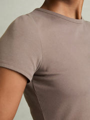 Women Stretch-Cotton Crew-Neck T-Shirt in Mink