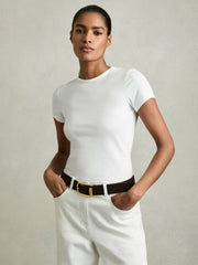 Women Stretch-Cotton Crew-Neck T-Shirt in White