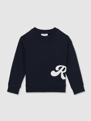 Children & Baby 9-13 yrs Cotton-Blend Logo Script Sweatshirt in Navy